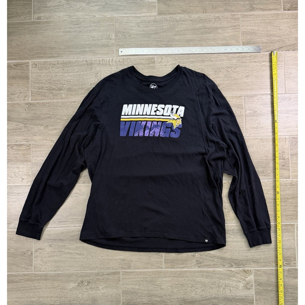 Minnesota Vikings Long Sleeve Shirt Mens 3XL Black NFL 47 Brand Graphic Tee - Picture 8 of 13